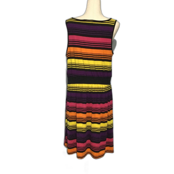 Torrid Colorful Striped Elastic Waist Midi Dress - Picture 4 of 10